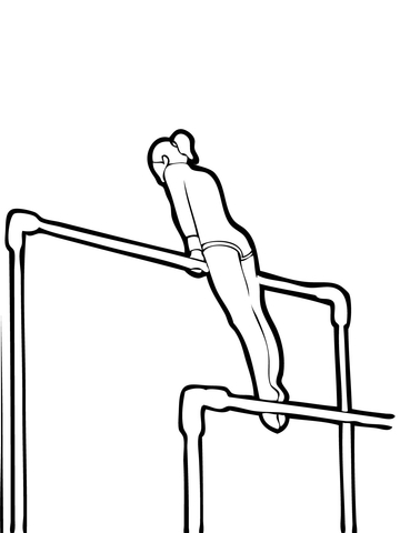 Uneven Bars Artistic Gymnastics Coloring Page